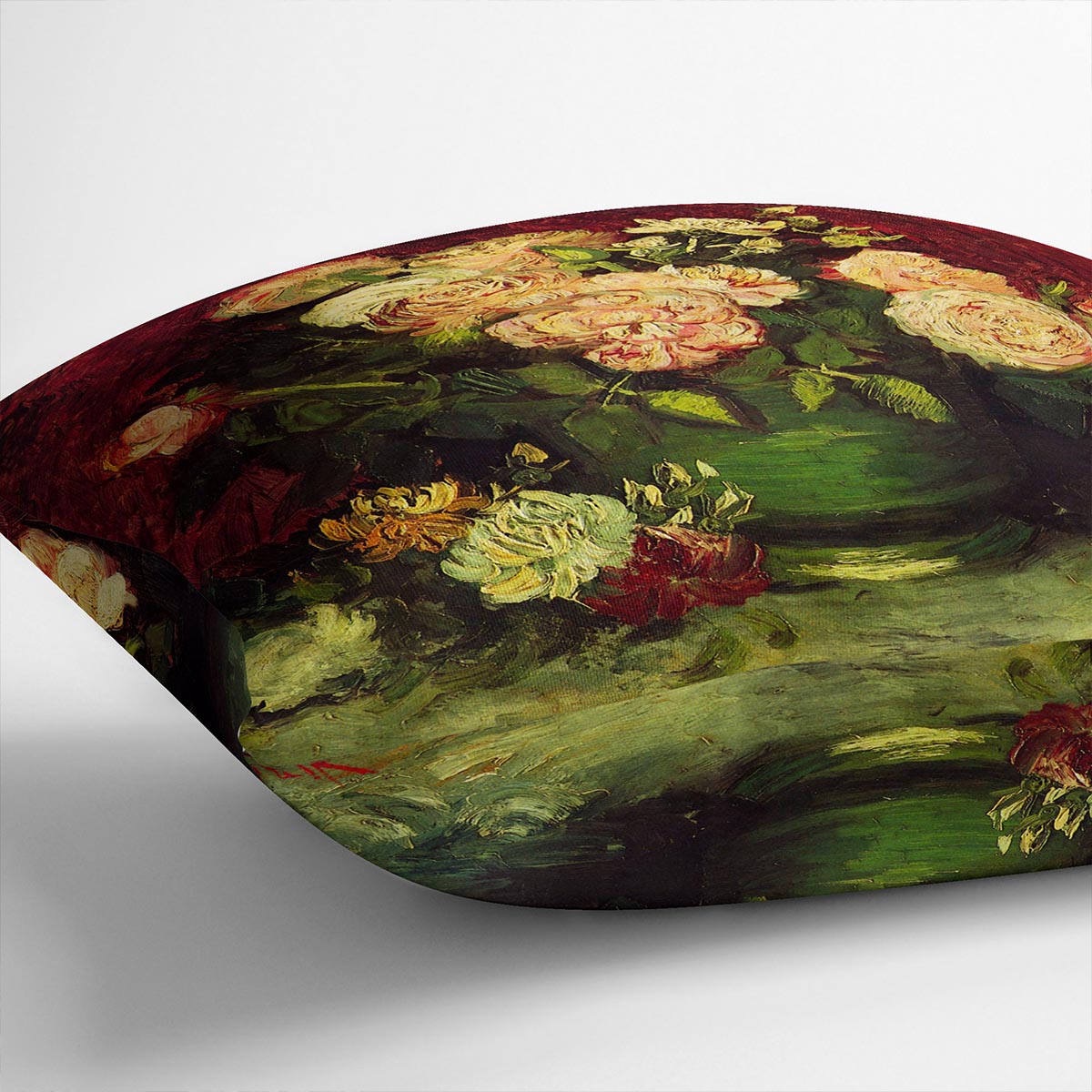 Bowl with Peonies and Roses by Van Gogh Cushion