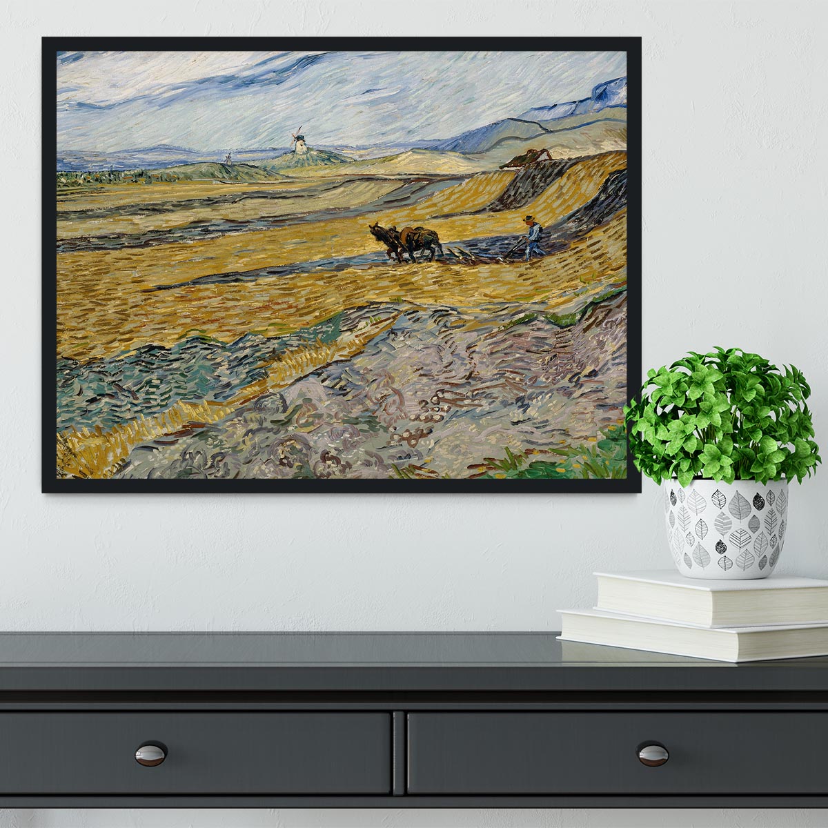 Enclosed Field with Ploughman Framed Print