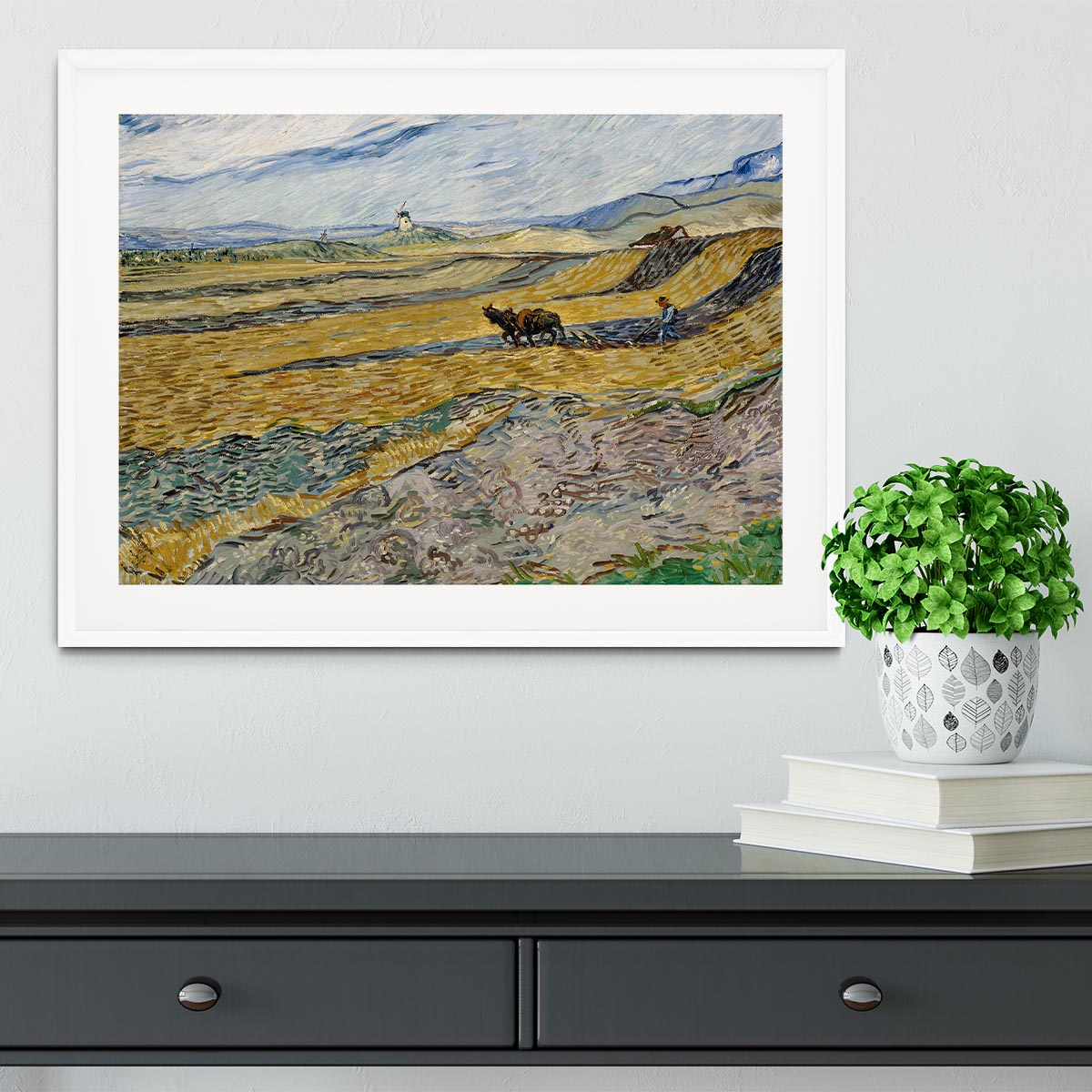 Enclosed Field with Ploughman Framed Print