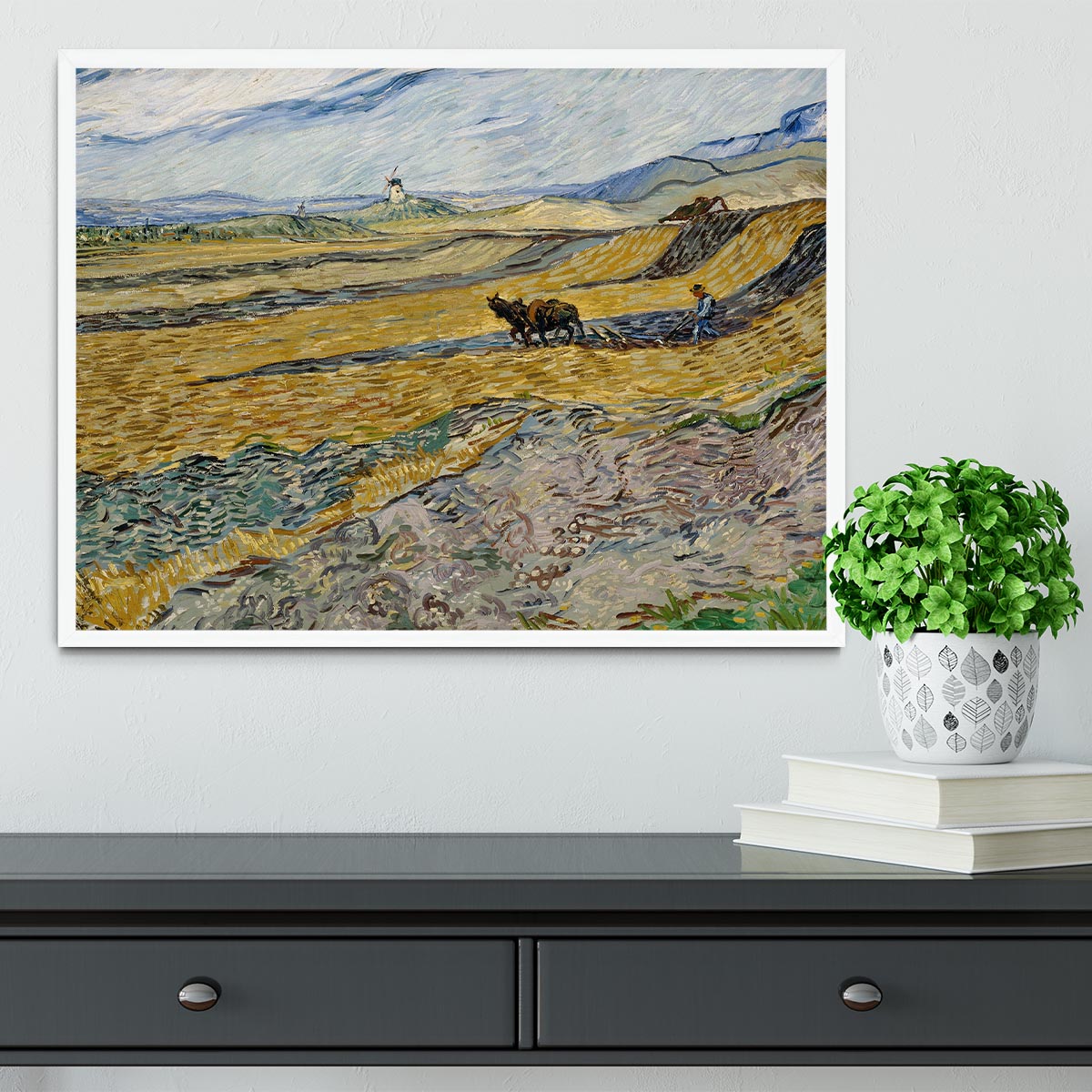Enclosed Field with Ploughman Framed Print