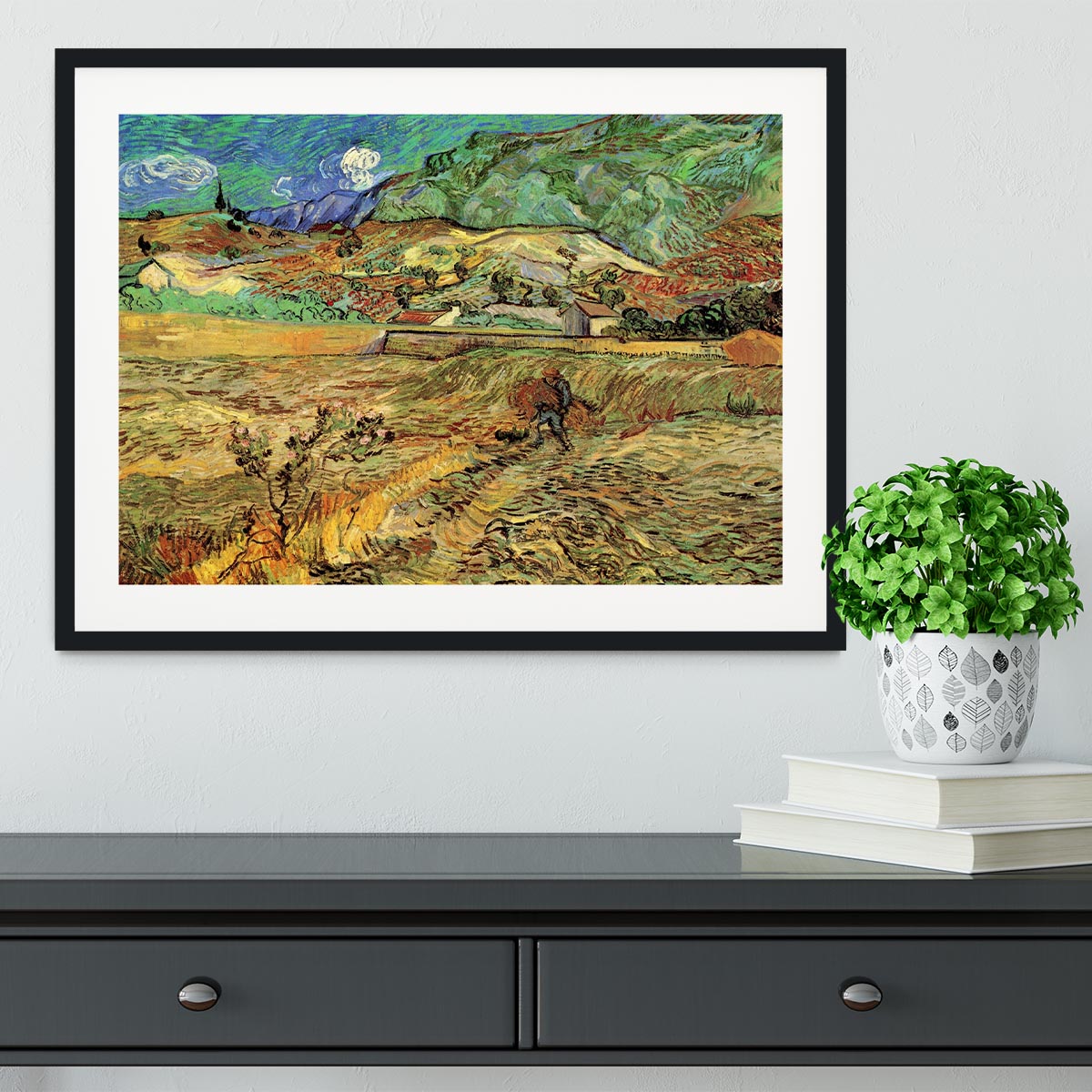 Enclosed Wheat Field with Peasant by Van Gogh Framed Print