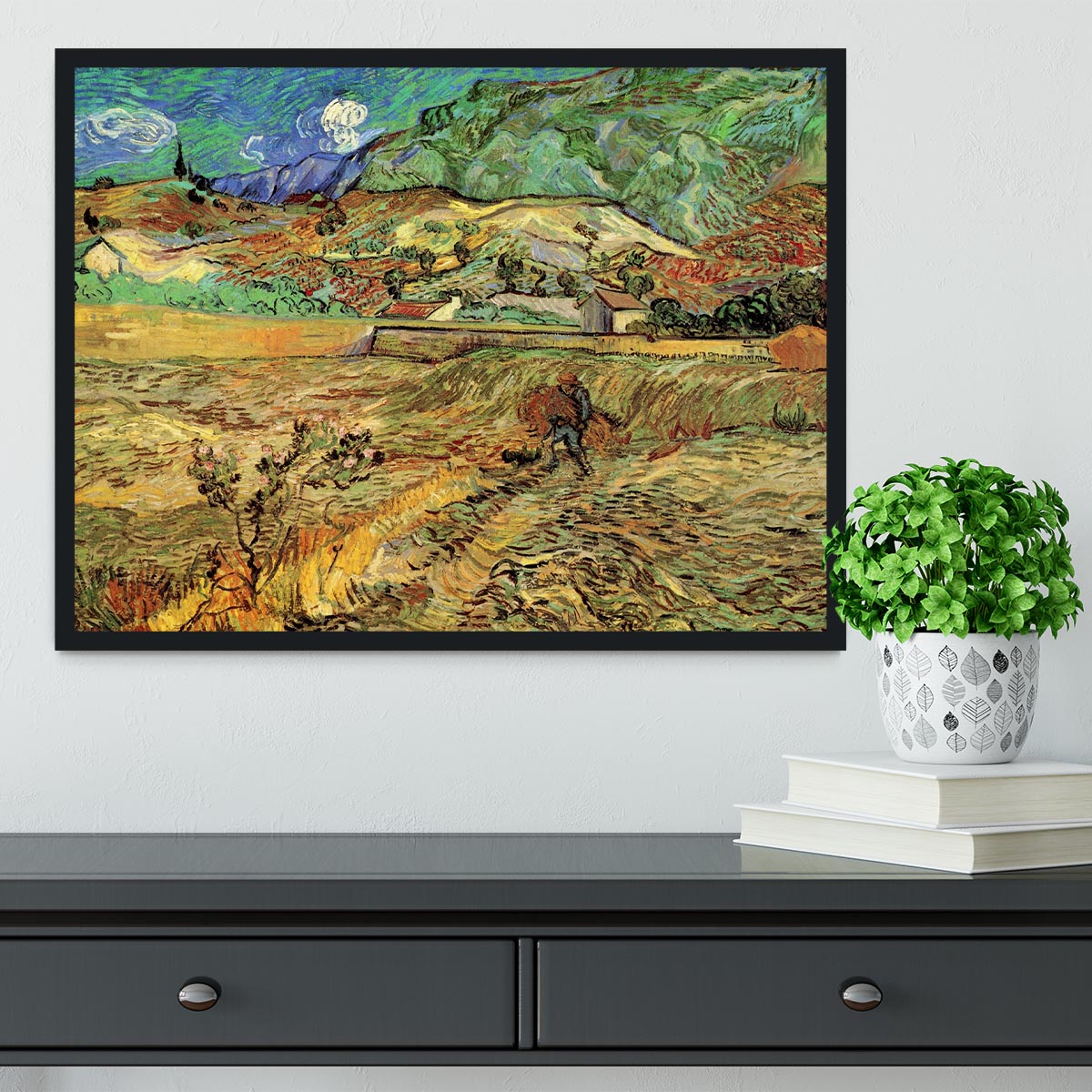 Enclosed Wheat Field with Peasant by Van Gogh Framed Print