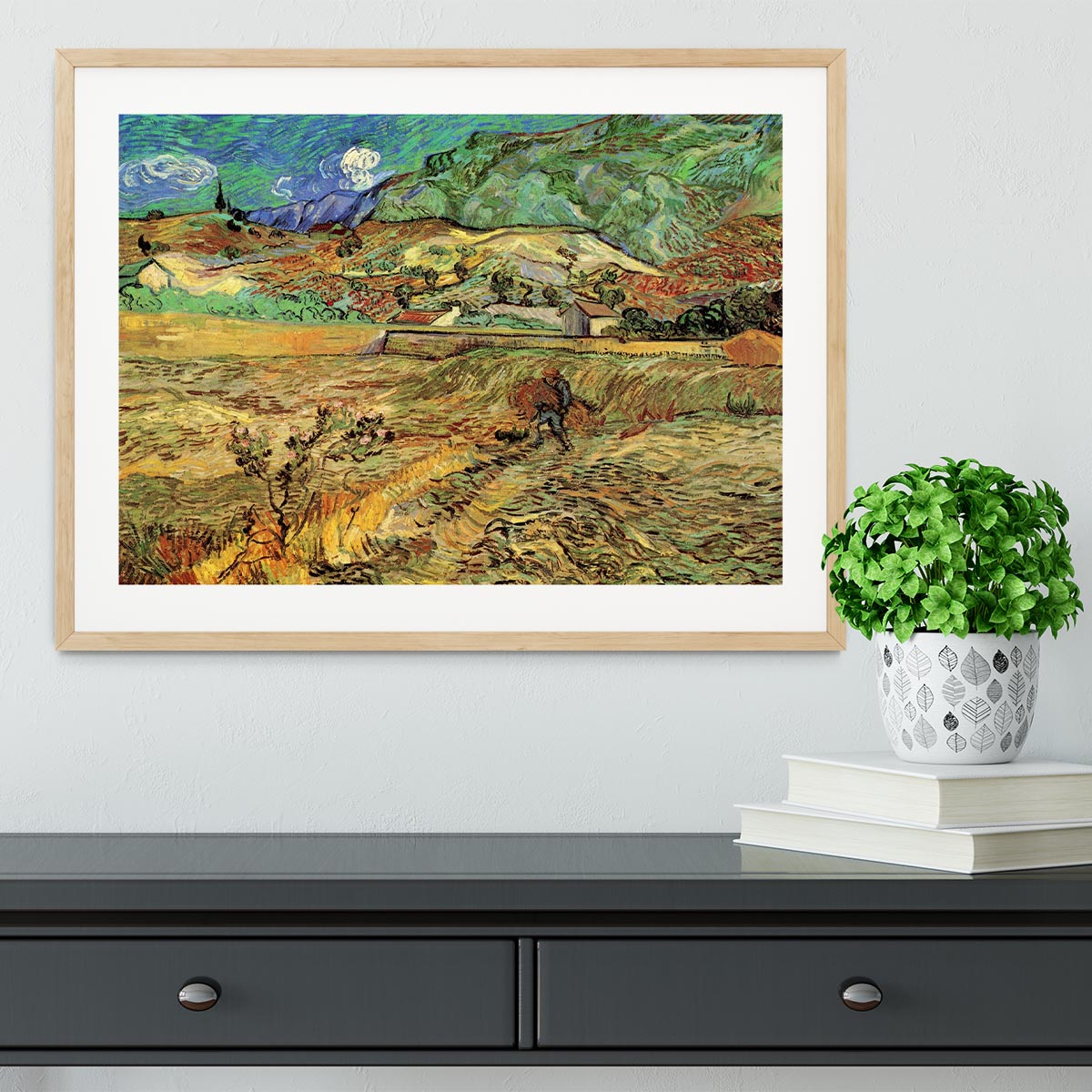Enclosed Wheat Field with Peasant by Van Gogh Framed Print