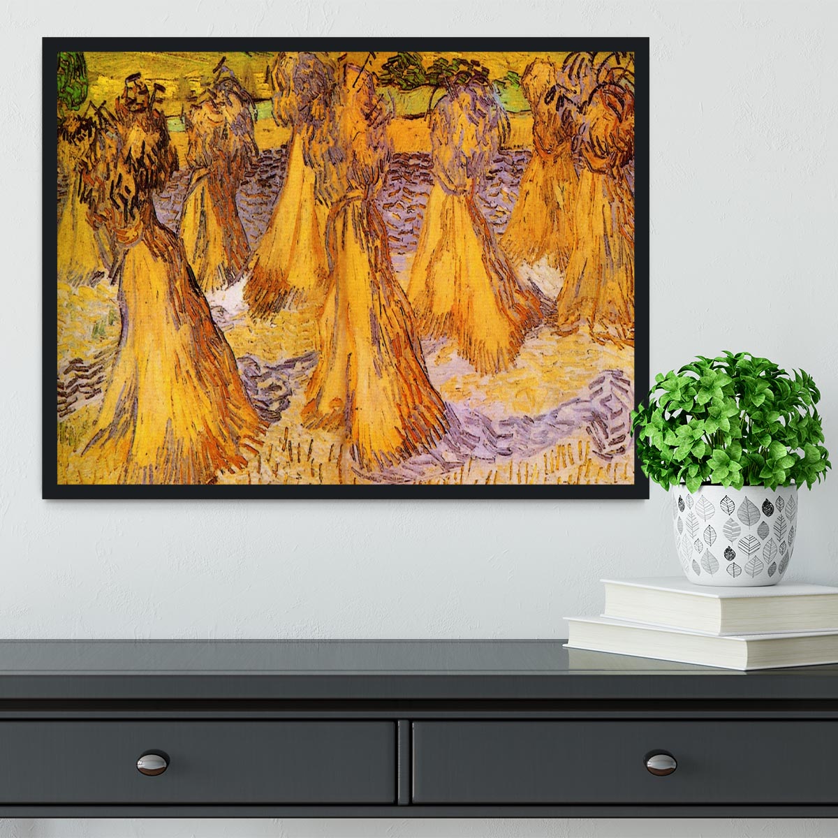 Field with Stacks of Wheat by Van Gogh Framed Print