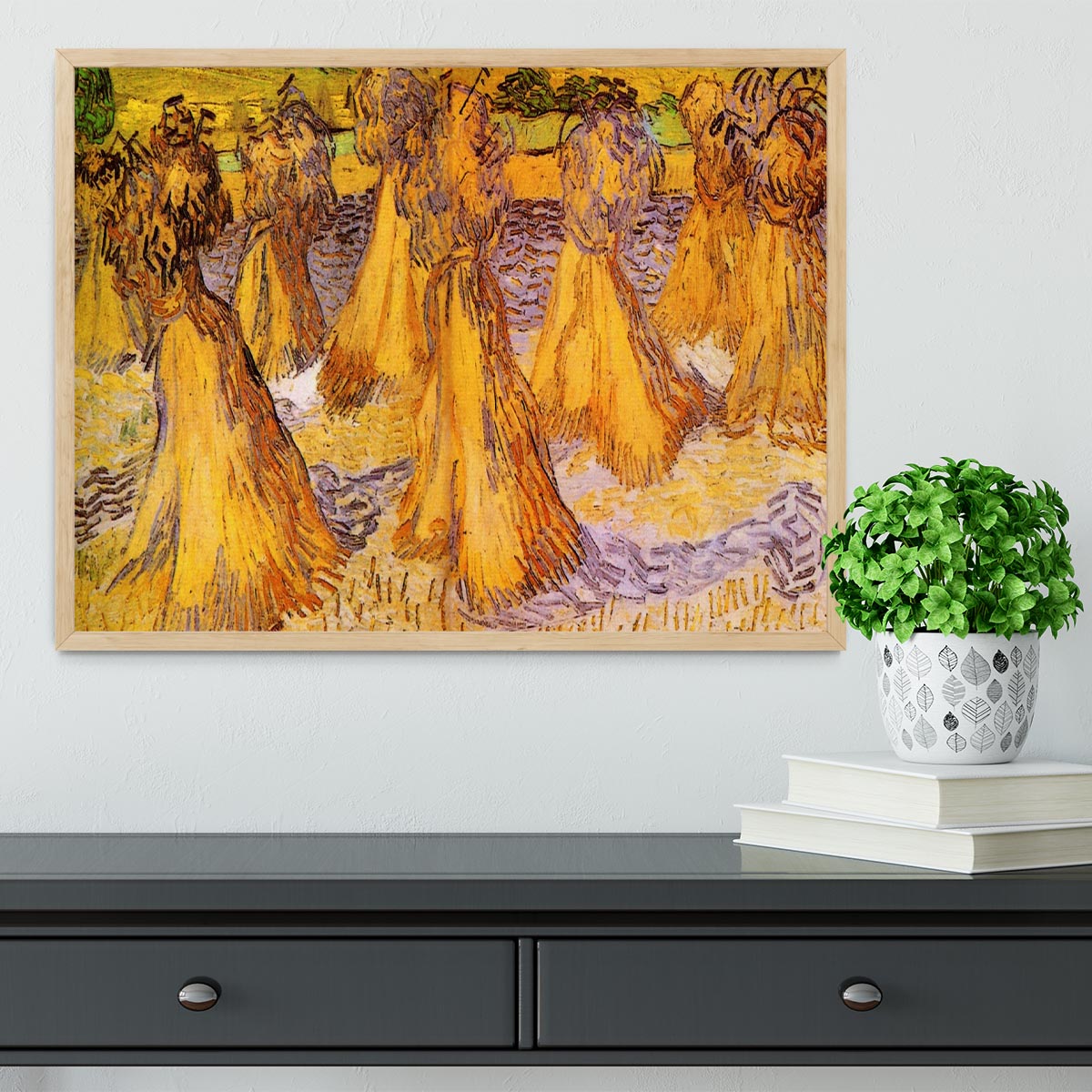 Field with Stacks of Wheat by Van Gogh Framed Print