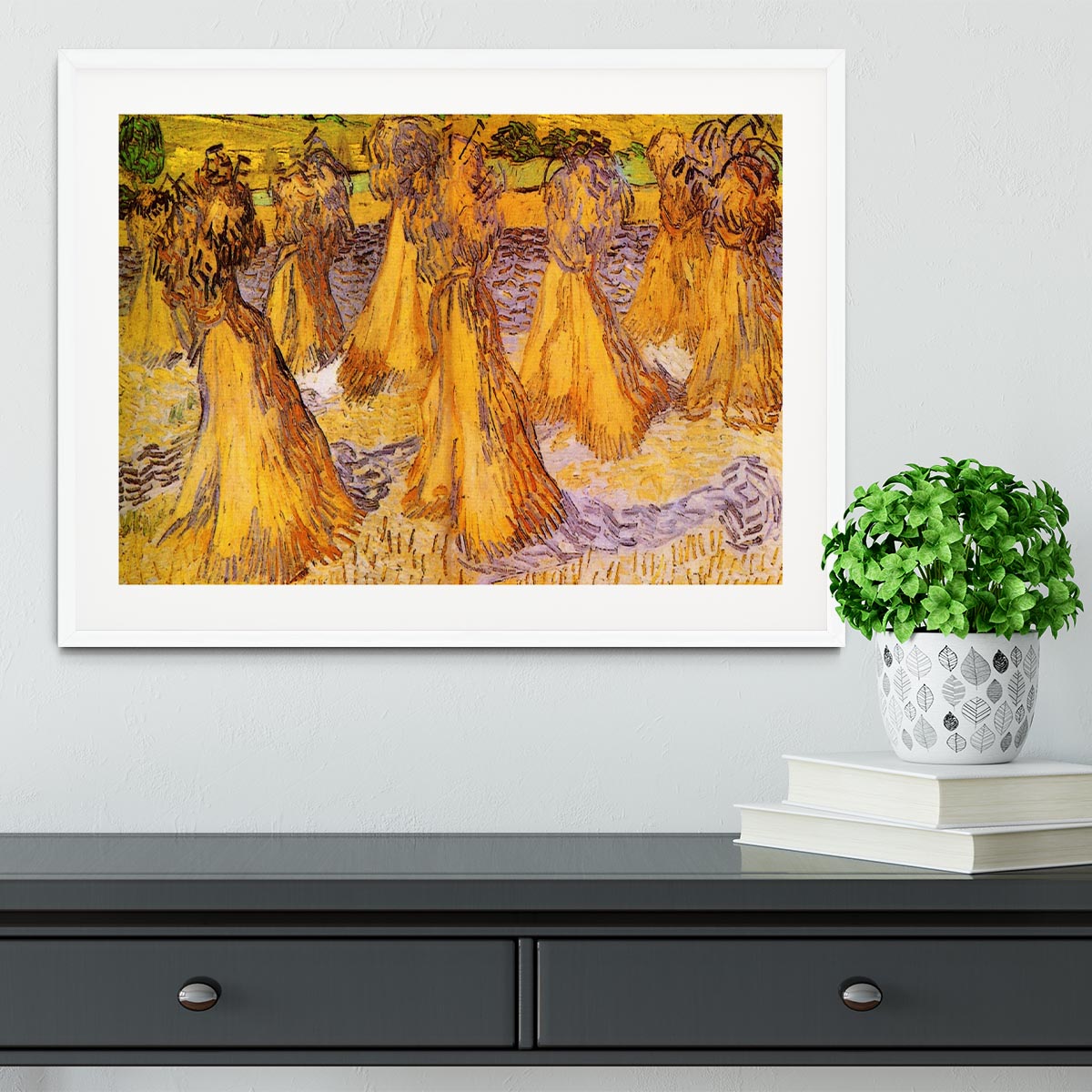 Field with Stacks of Wheat by Van Gogh Framed Print