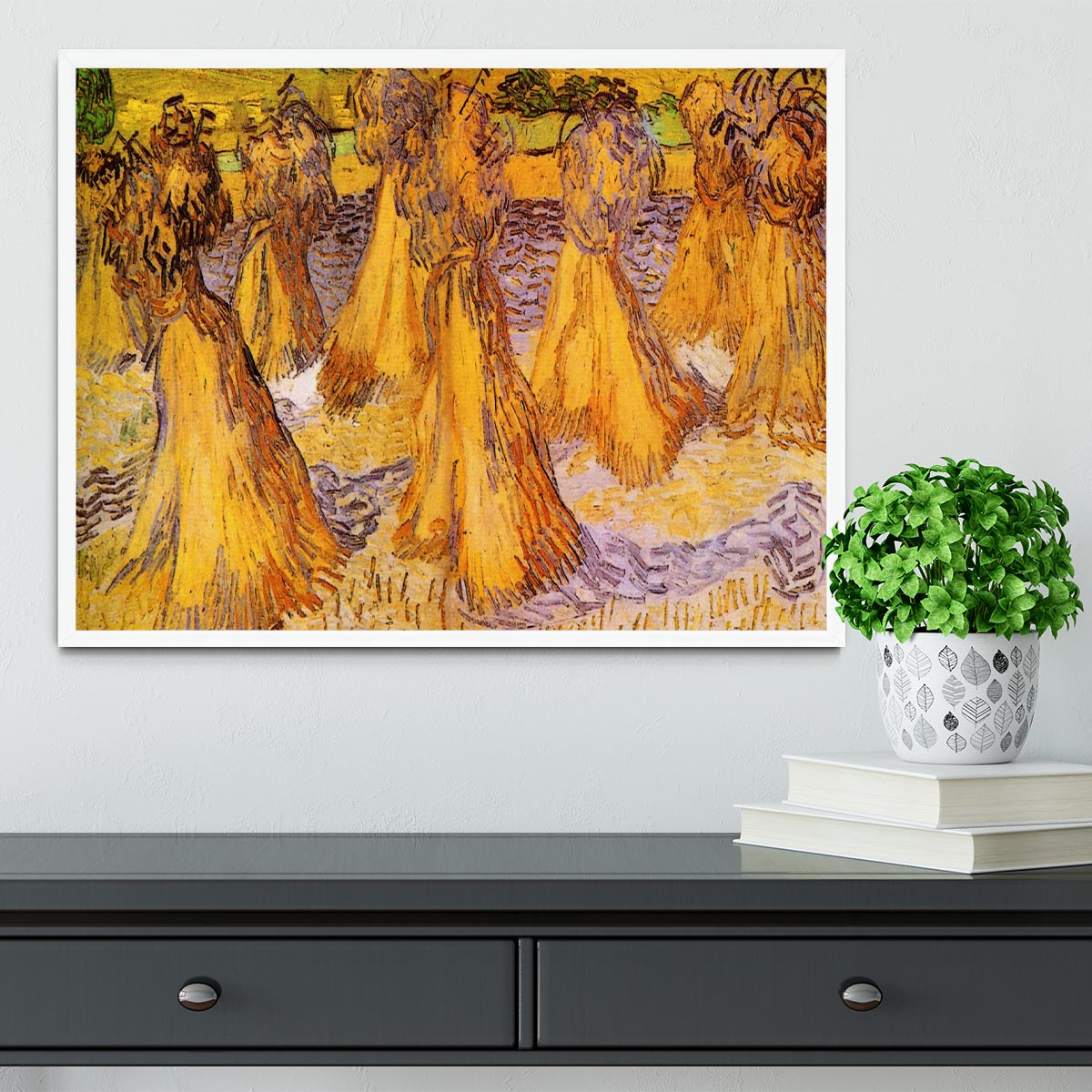 Field with Stacks of Wheat by Van Gogh Framed Print