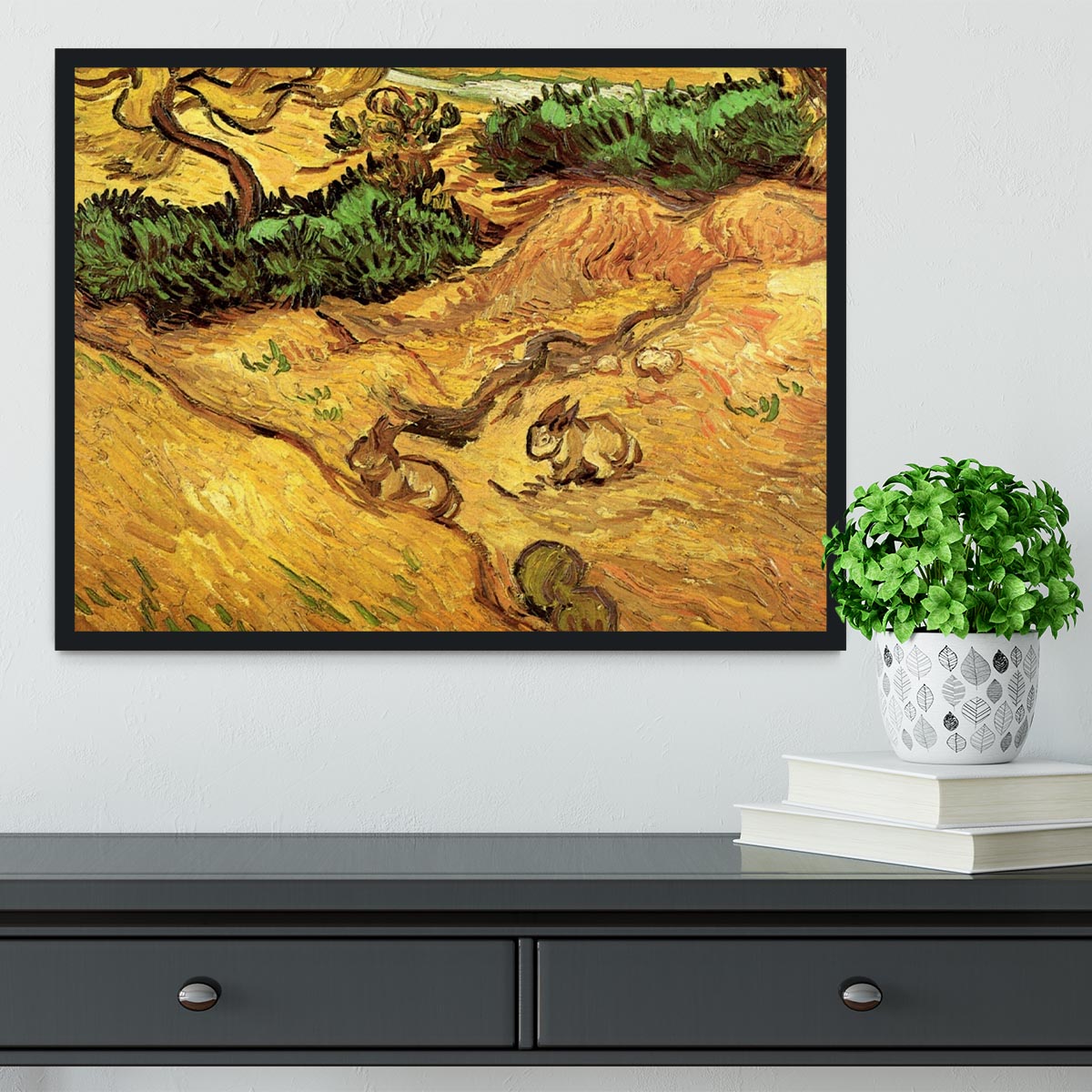 Field with Two Rabbits by Van Gogh Framed Print