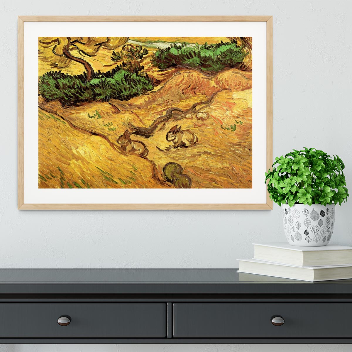 Field with Two Rabbits by Van Gogh Framed Print