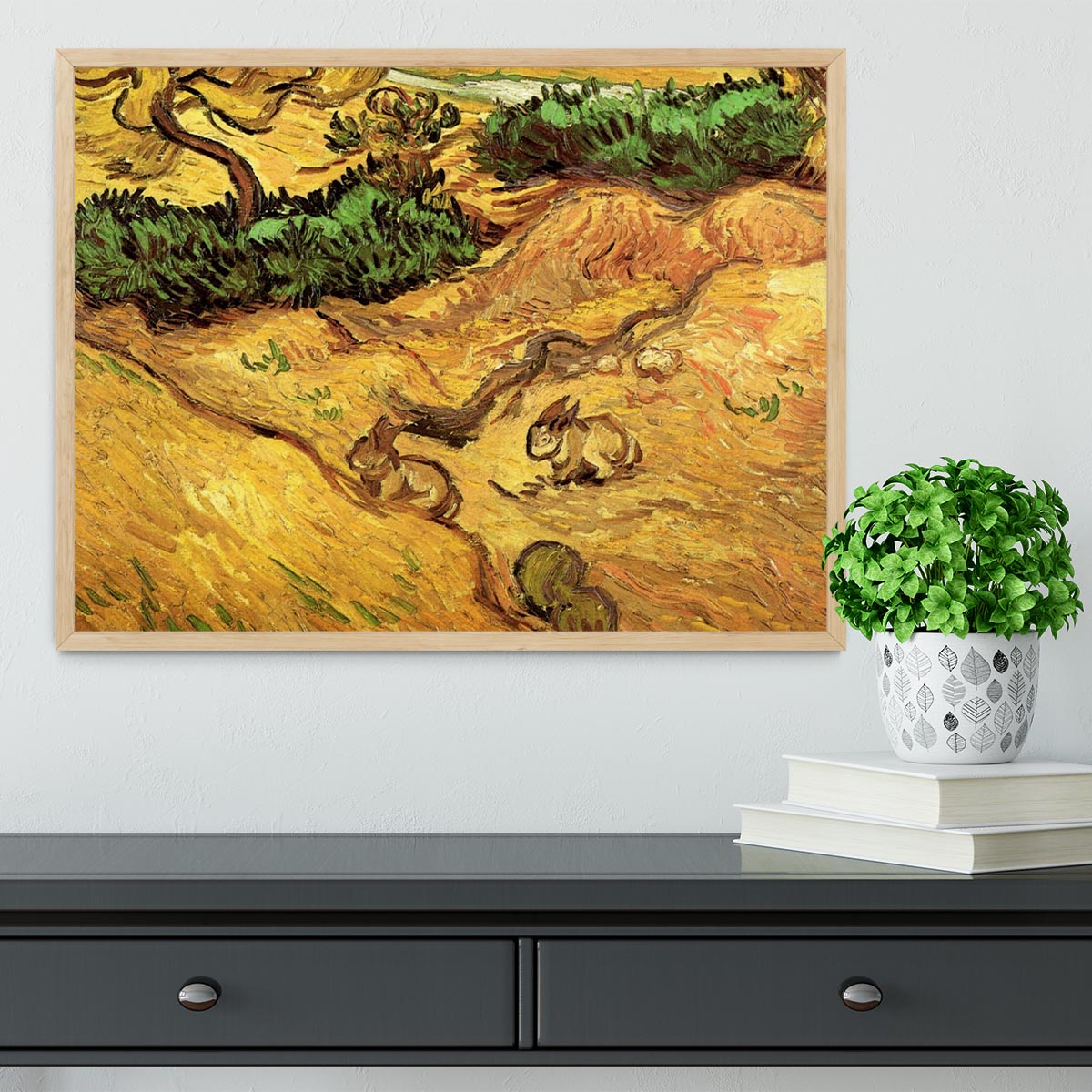 Field with Two Rabbits by Van Gogh Framed Print