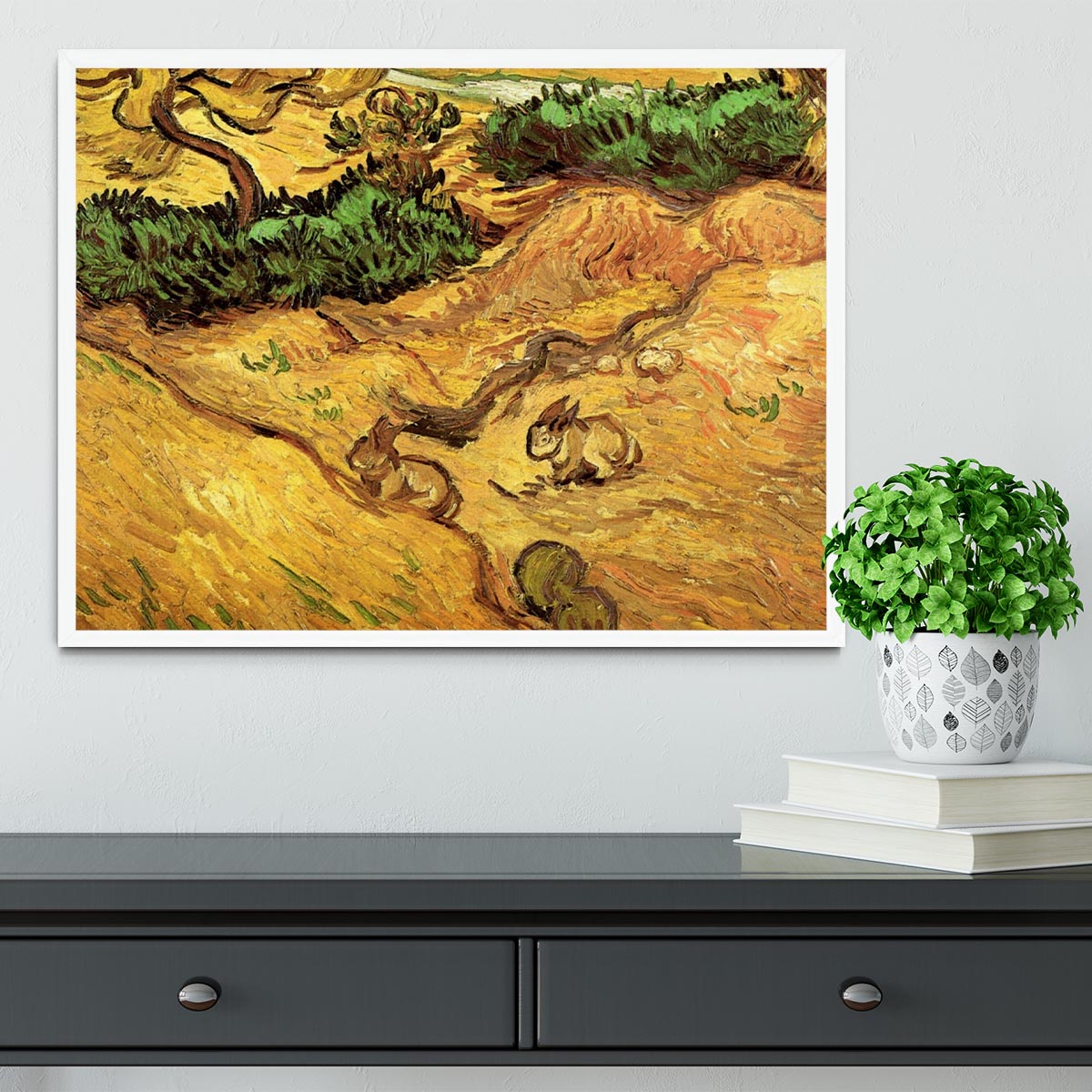 Field with Two Rabbits by Van Gogh Framed Print