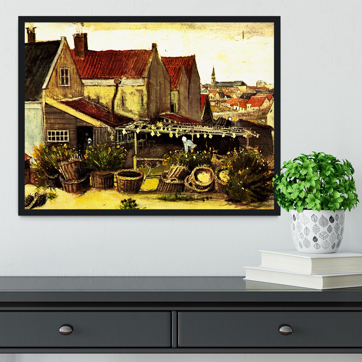 Fish-Drying Barn by Van Gogh Framed Print