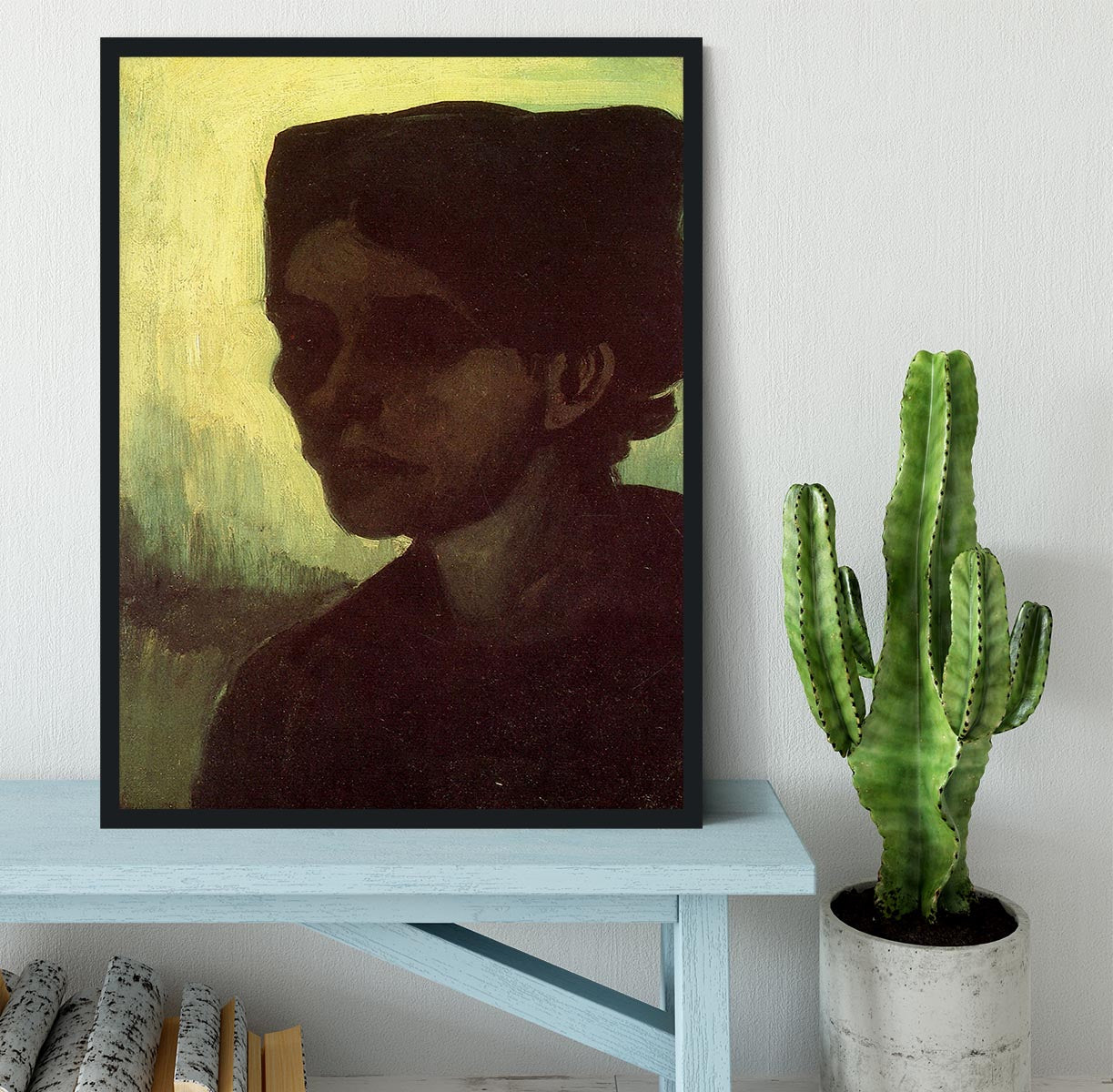 Head of a Young Peasant Woman with Dark Cap by Van Gogh Framed Print