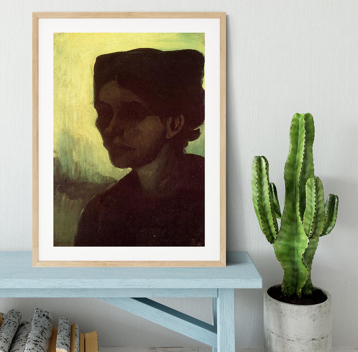 Head of a Young Peasant Woman with Dark Cap by Van Gogh Framed Print