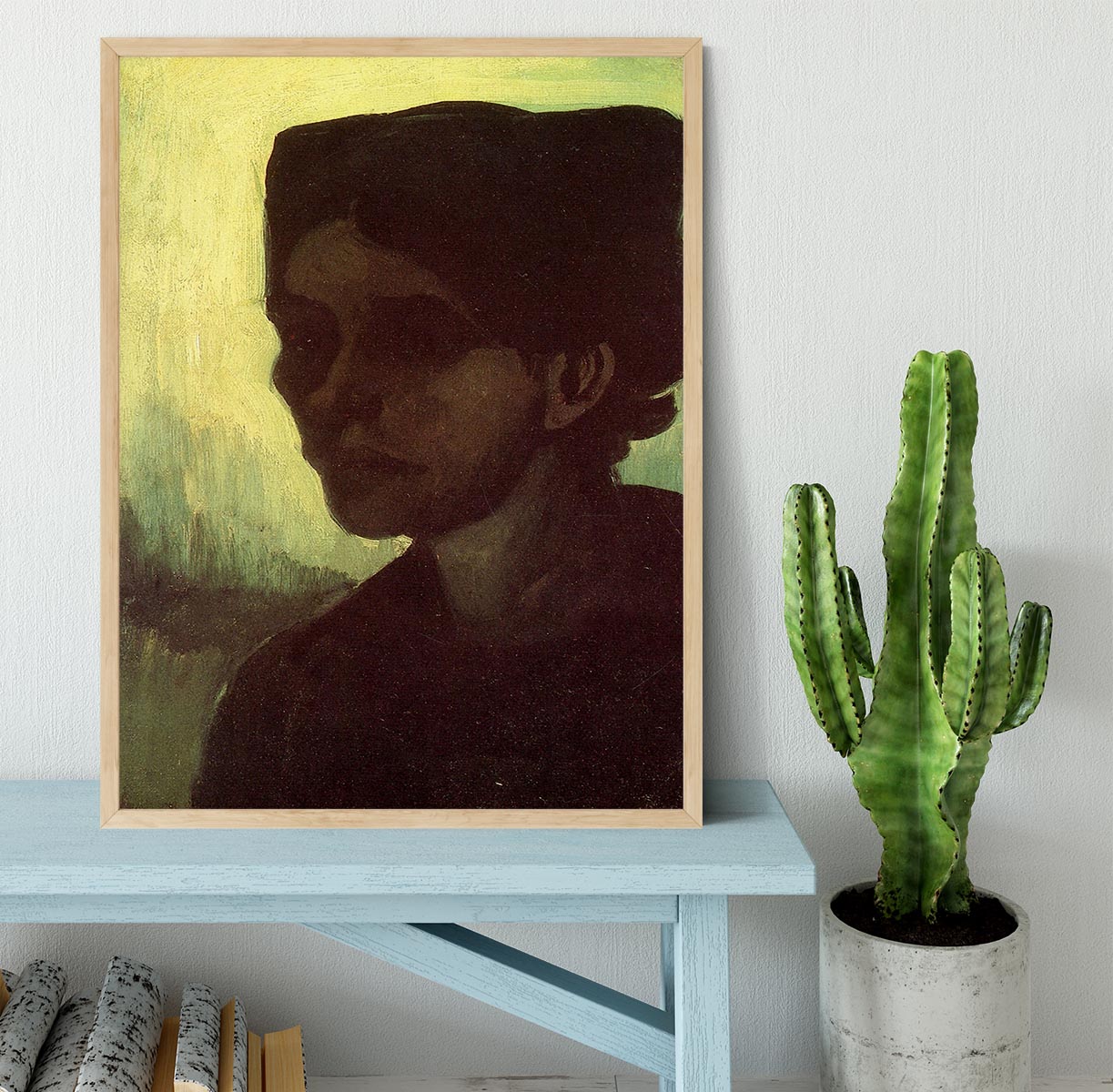 Head of a Young Peasant Woman with Dark Cap by Van Gogh Framed Print