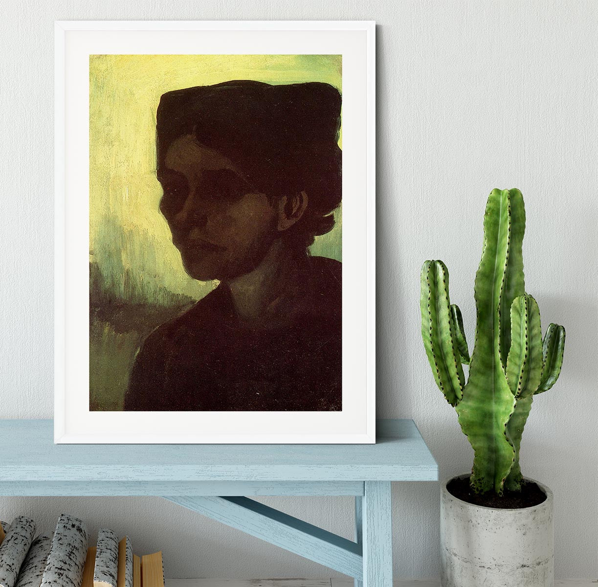 Head of a Young Peasant Woman with Dark Cap by Van Gogh Framed Print