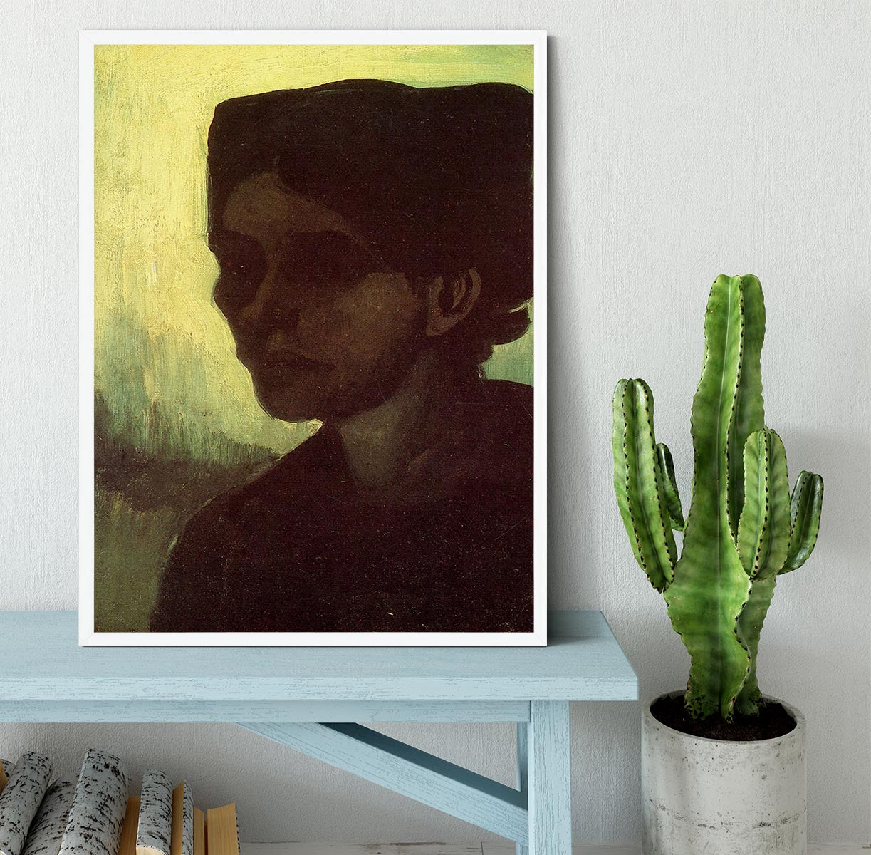 Head of a Young Peasant Woman with Dark Cap by Van Gogh Framed Print