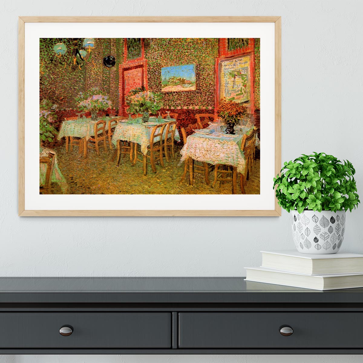 Interior of a restaurant by Van Gogh Framed Print
