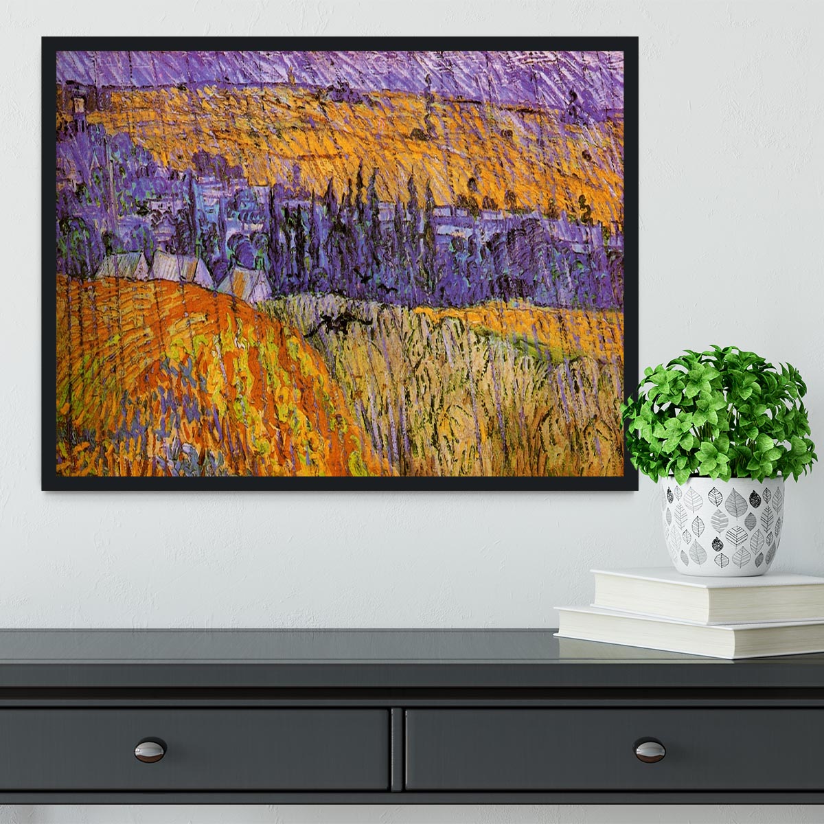 Landscape at Auvers in the Rain by Van Gogh Framed Print