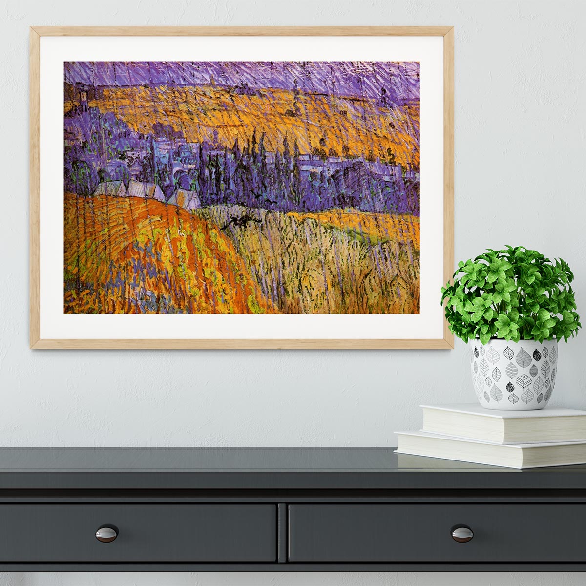 Landscape at Auvers in the Rain by Van Gogh Framed Print