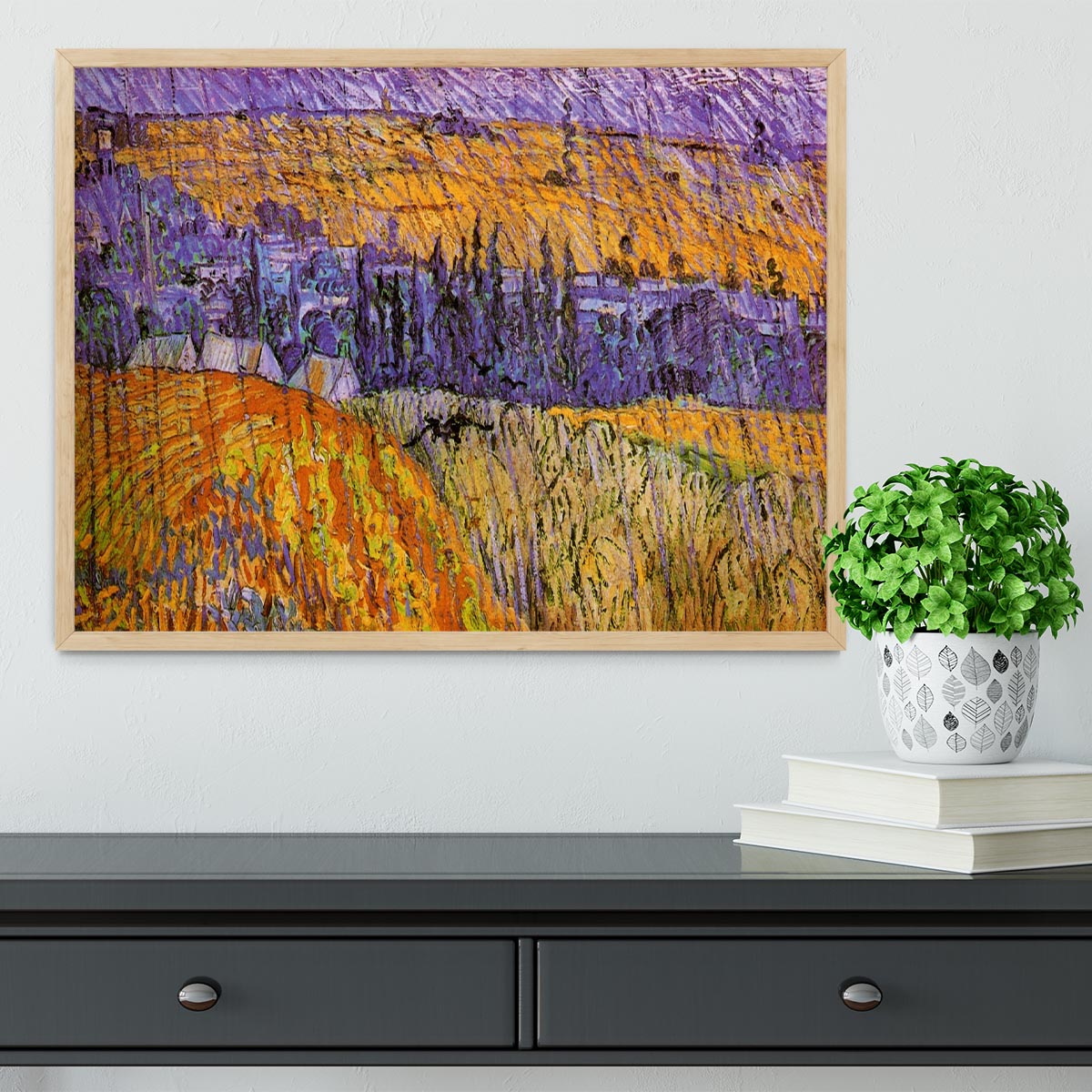 Landscape at Auvers in the Rain by Van Gogh Framed Print