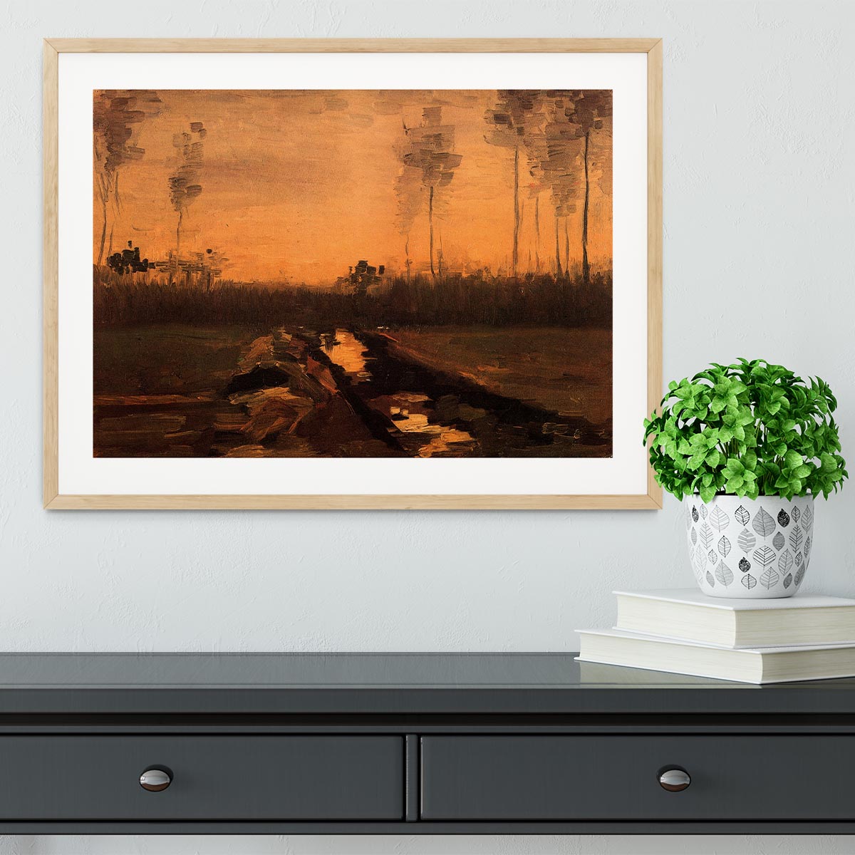 Landscape at Dusk by Van Gogh Framed Print