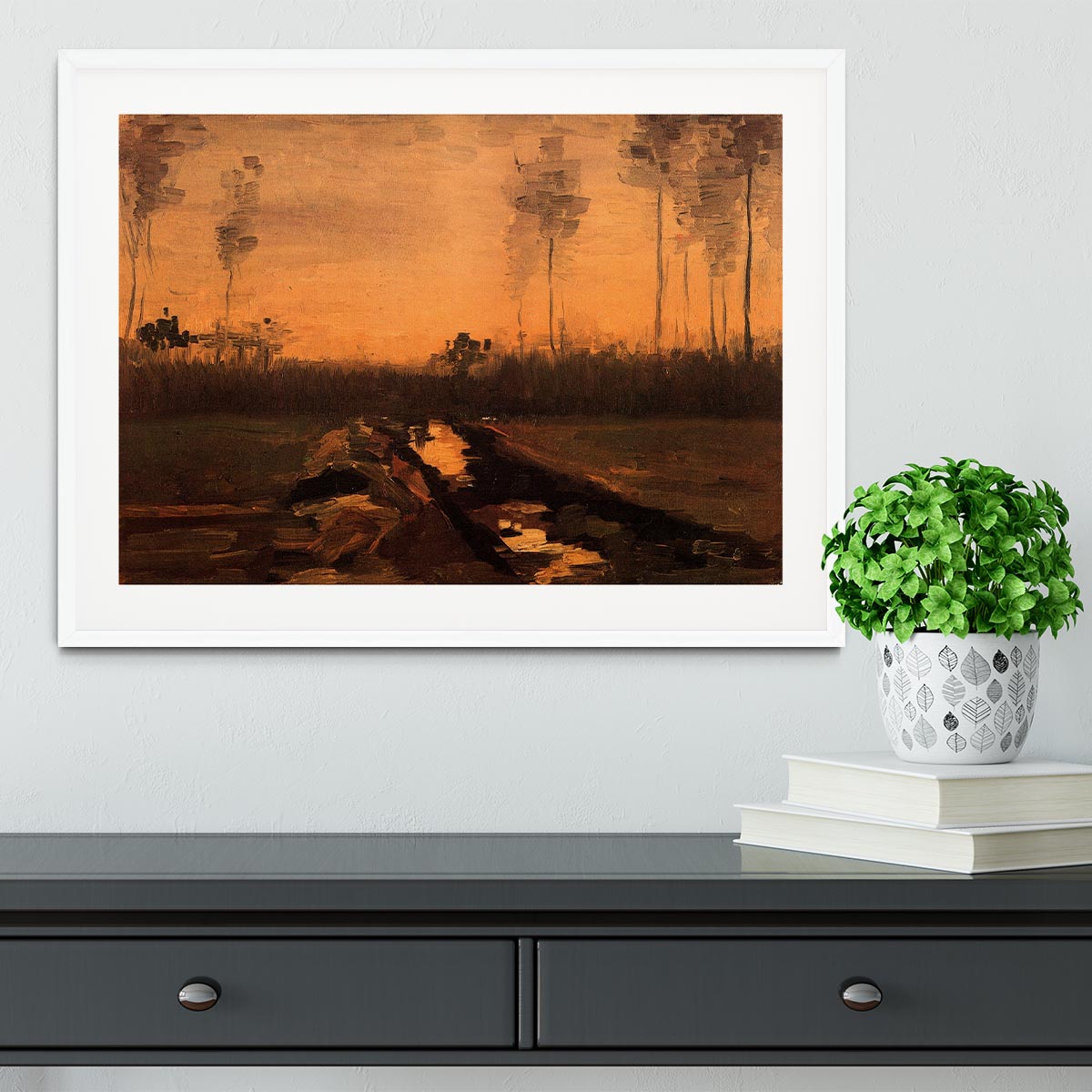 Landscape at Dusk by Van Gogh Framed Print