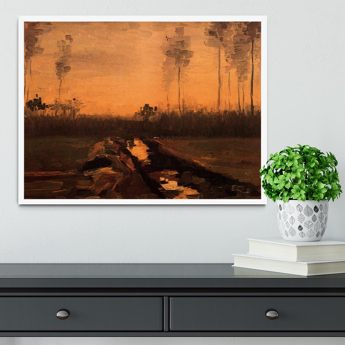 Landscape at Dusk by Van Gogh Framed Print
