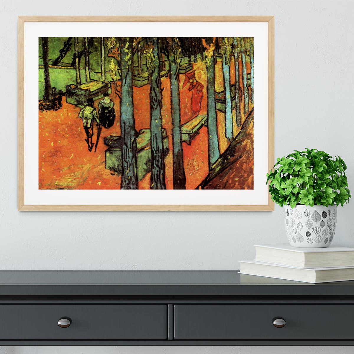 Les Alyscamps Falling Autumn Leaves by Van Gogh Framed Print