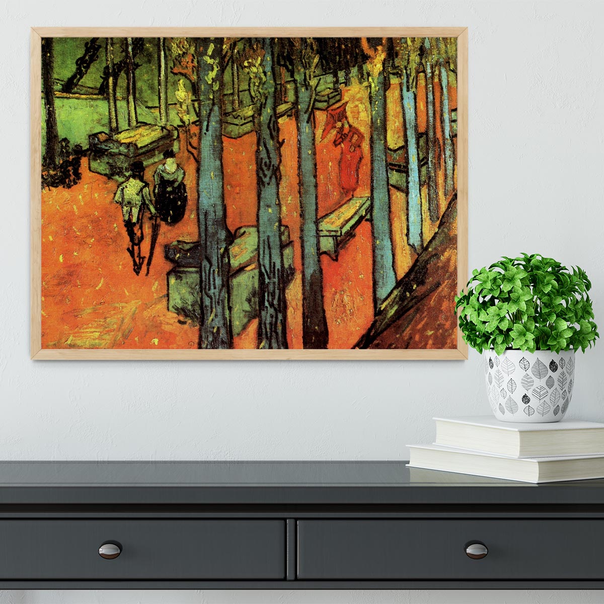 Les Alyscamps Falling Autumn Leaves by Van Gogh Framed Print