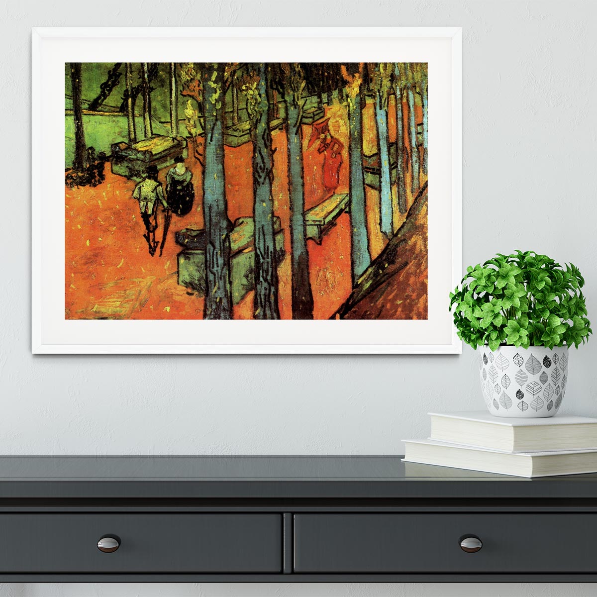 Les Alyscamps Falling Autumn Leaves by Van Gogh Framed Print
