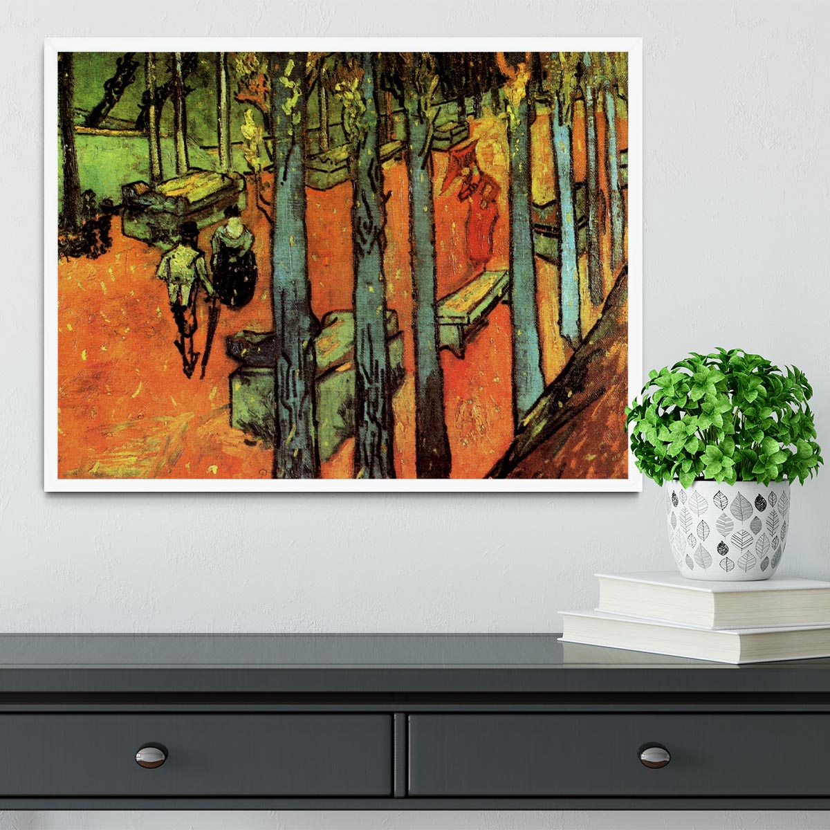 Les Alyscamps Falling Autumn Leaves by Van Gogh Framed Print