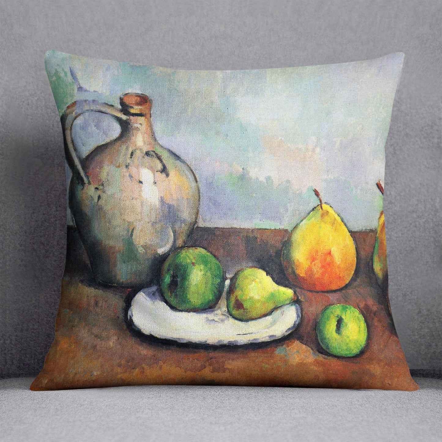 Still Life Jar and Fruit by Cezanne Cushion