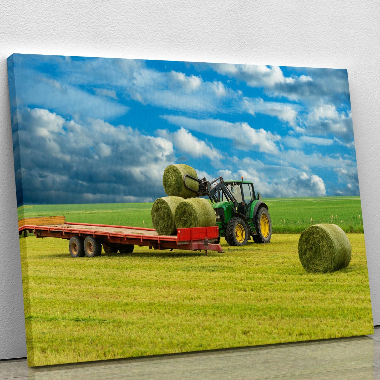 Tractor and trailer with hay bales Canvas Print or Poster