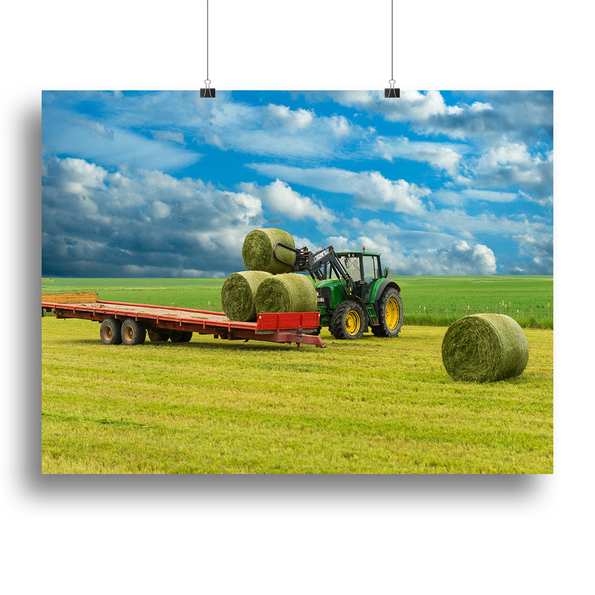 Tractor and trailer with hay bales Canvas Print or Poster