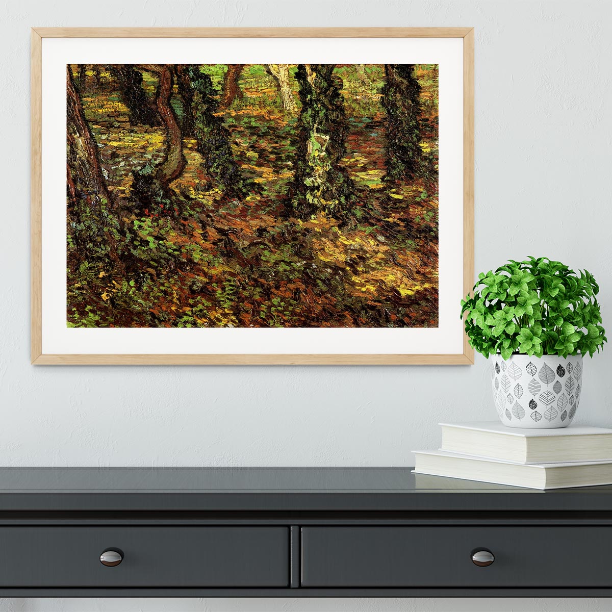 Tree Trunks with Ivy by Van Gogh Framed Print