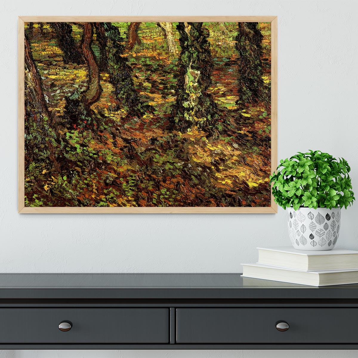 Tree Trunks with Ivy by Van Gogh Framed Print