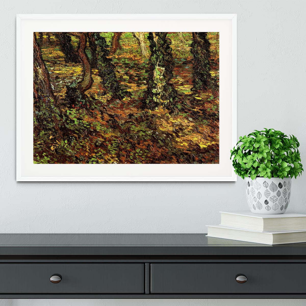Tree Trunks with Ivy by Van Gogh Framed Print