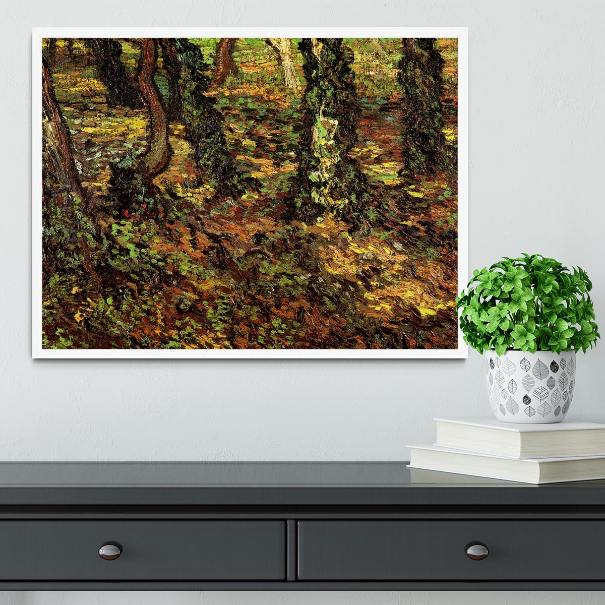 Tree Trunks with Ivy by Van Gogh Framed Print