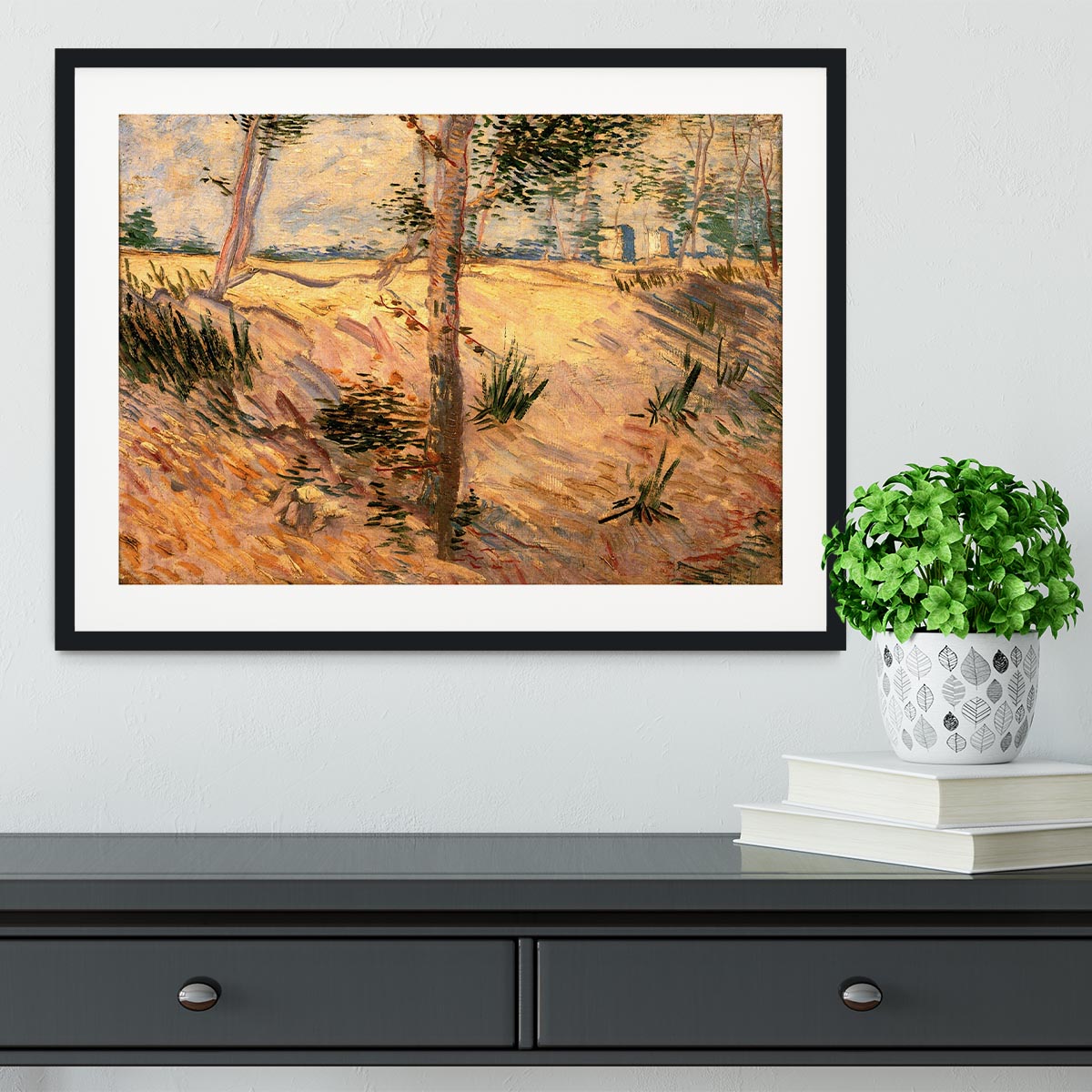 Trees in a Field on a Sunny Day by Van Gogh Framed Print