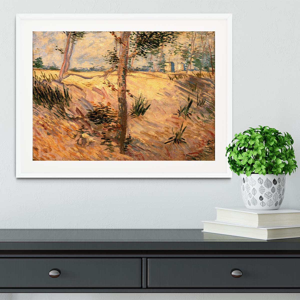 Trees in a Field on a Sunny Day by Van Gogh Framed Print