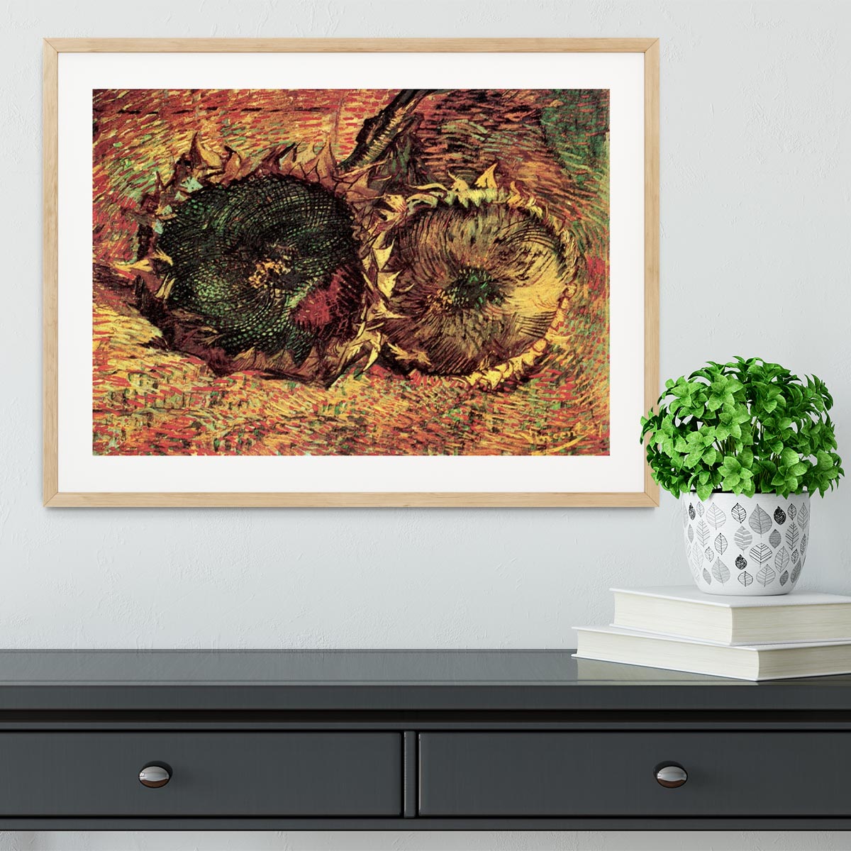 Two Cut Sunflowers 2 by Van Gogh Framed Print