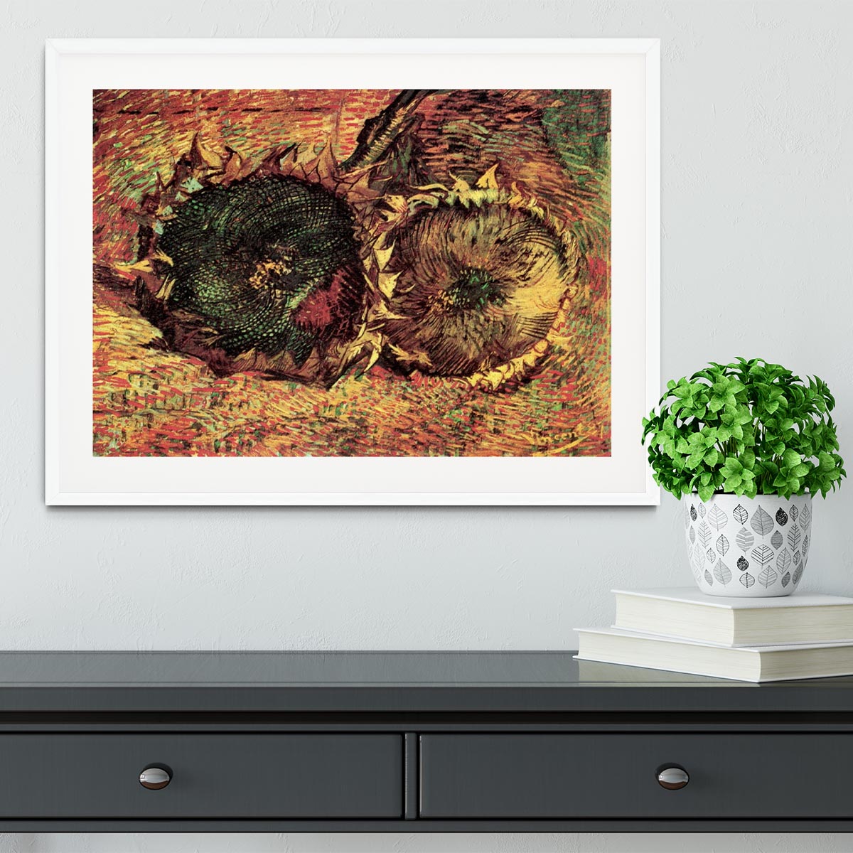 Two Cut Sunflowers 2 by Van Gogh Framed Print