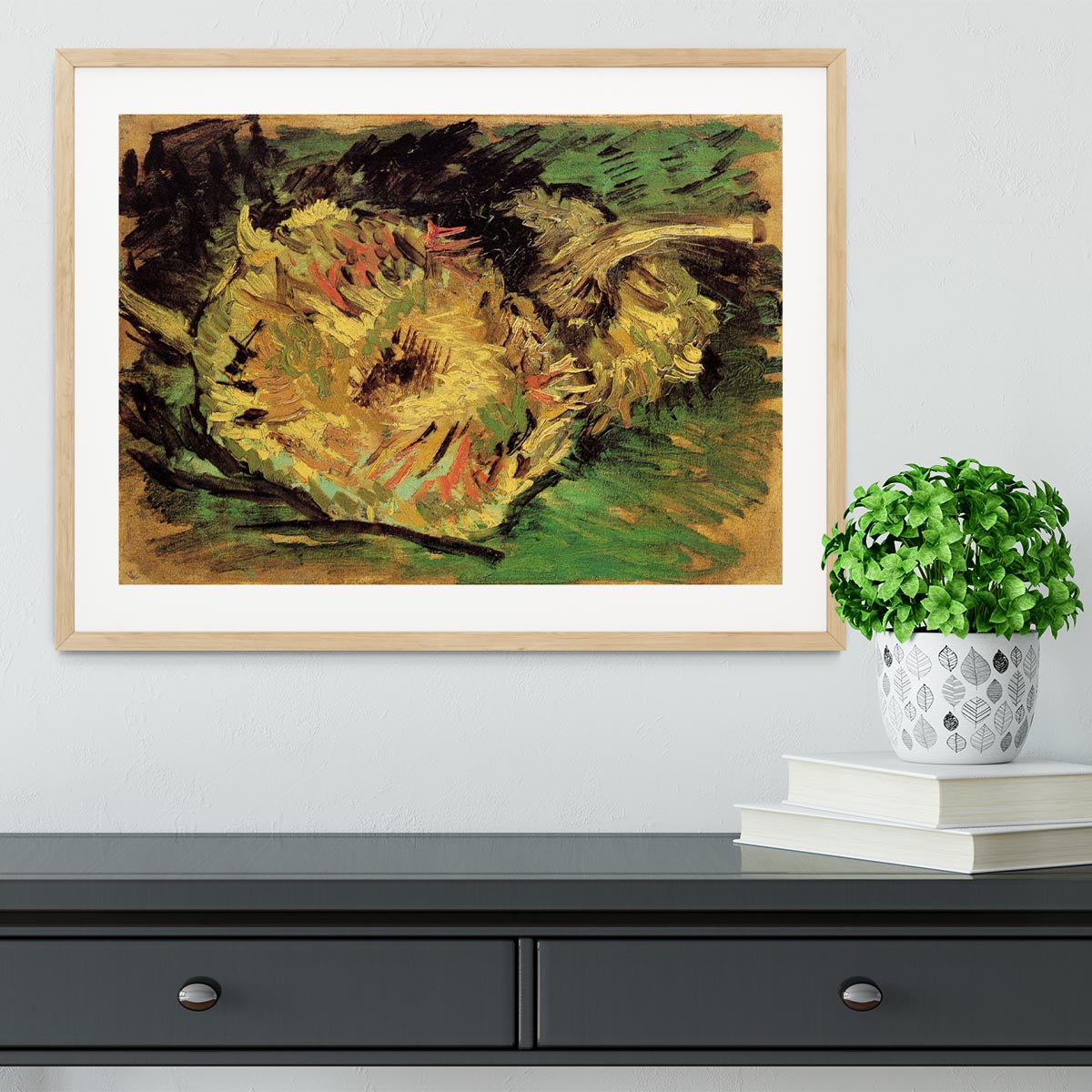 Two Cut Sunflowers by Van Gogh Framed Print