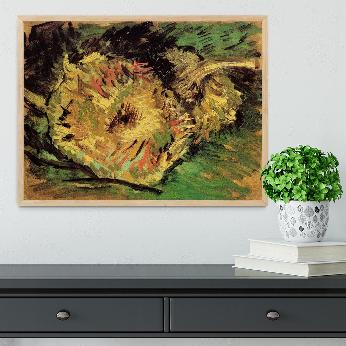 Two Cut Sunflowers by Van Gogh Framed Print
