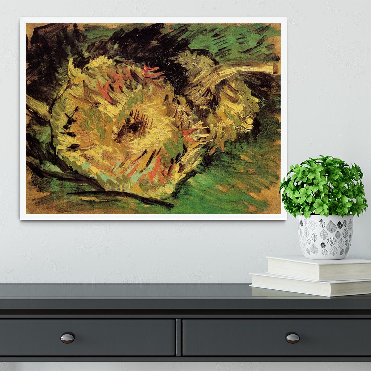 Two Cut Sunflowers by Van Gogh Framed Print