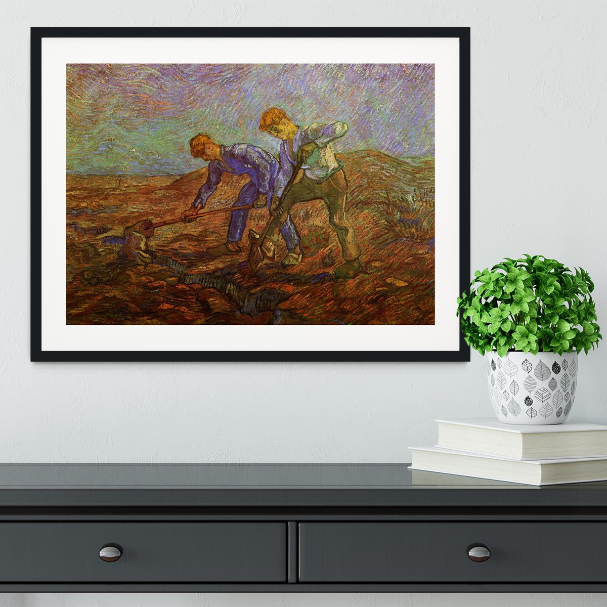 Two Peasants Digging by Van Gogh Framed Print