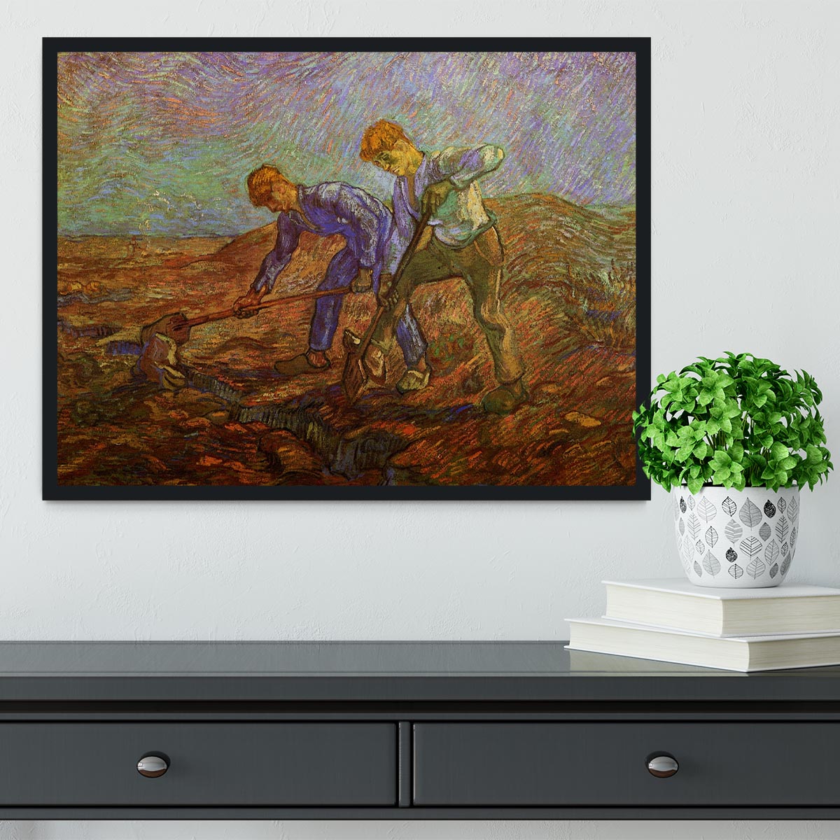 Two Peasants Digging by Van Gogh Framed Print