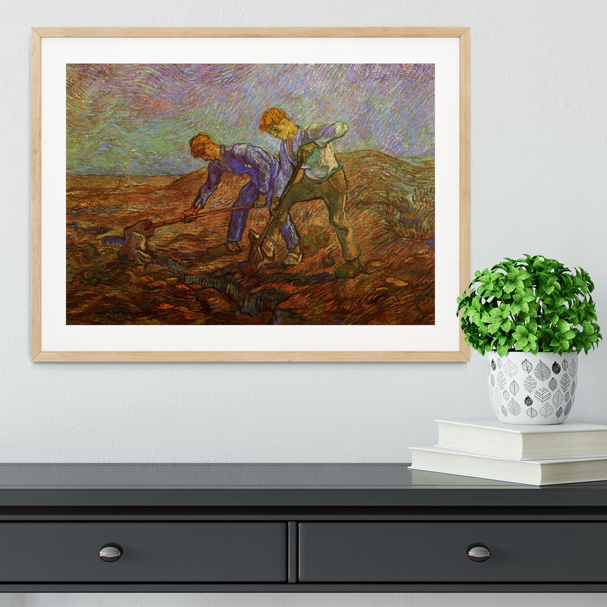 Two Peasants Digging by Van Gogh Framed Print