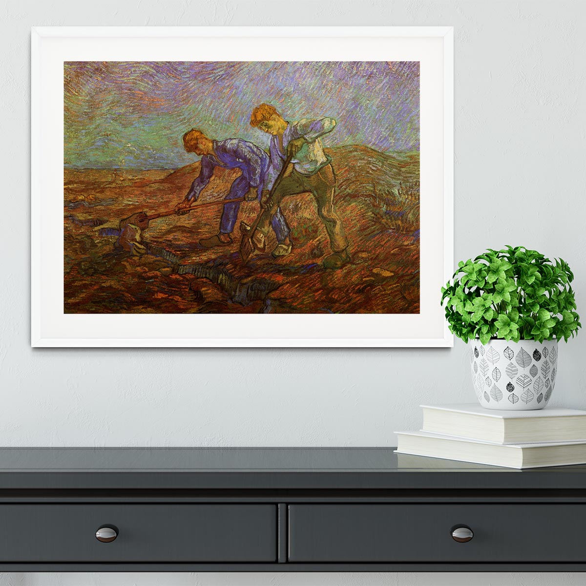 Two Peasants Digging by Van Gogh Framed Print